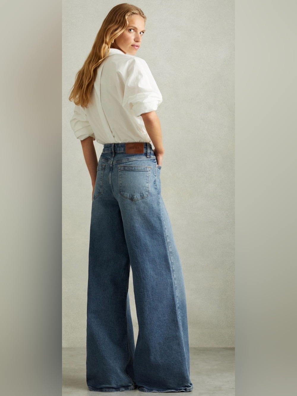 Reiss Crete Wide Leg Jeans Women's Size 29 Mid Blue High Rise Denim
